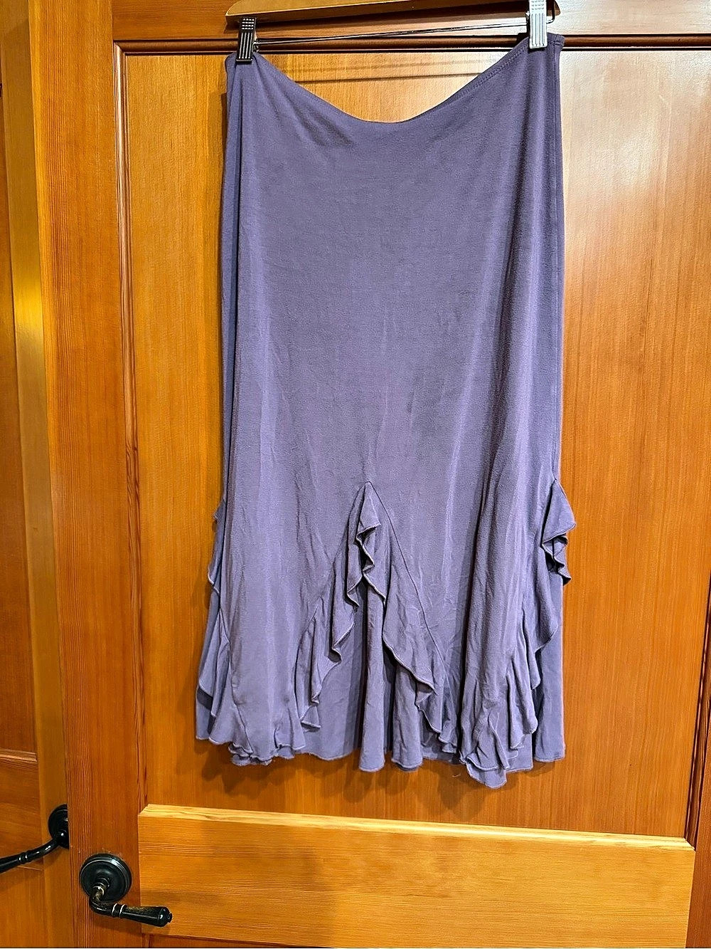 Per Una Whimsical lavender ruffle midi skirt